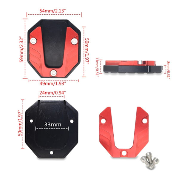 Motorcykel Kickstand Motorcykel Side Kick Stand Pad SORT black
