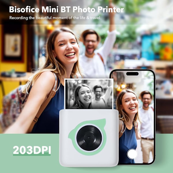 L8 Mini Fotoprinter, Brugervenlig Termisk Printer, Trådløs Bærbar Fotoprinter 203DPI Gave til DIY H