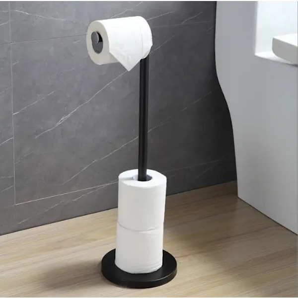 Vapaasti seisova WC-paperiteline, WC-paperiteline säilytystilaa varten, musta
