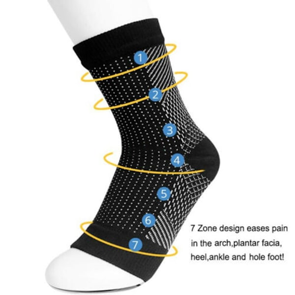 2 par fotstrømper Plantar Fasciitis kompresjonsstrømper L/XL