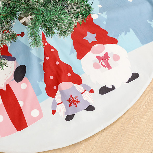 1 st 120 cm tomte Rudolph ansiktslös gammal man tryckt trädkjol