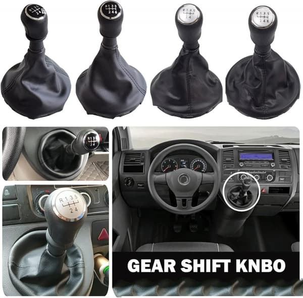 6-trins sort gearknop med mønster til VW Transporter T5 T6-FA-