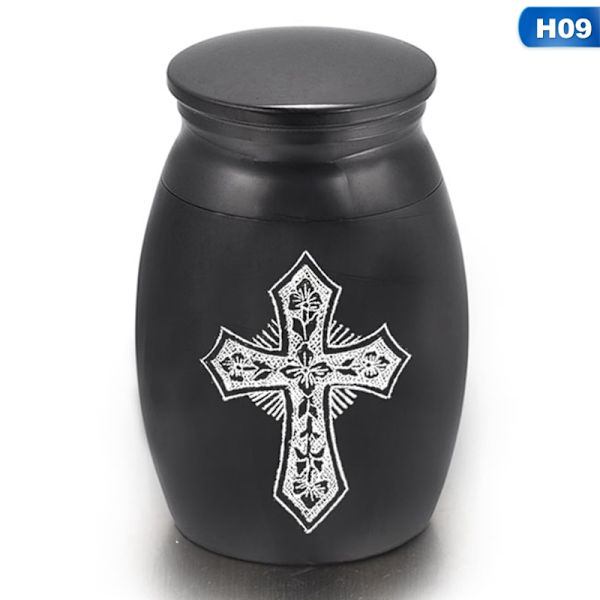 Svart legerad husdjursurna för hund, katt, fågel, mus, kremering, aska, minnesurna, columbarium, husdjursminnesmärke, ministorlek H09 H09