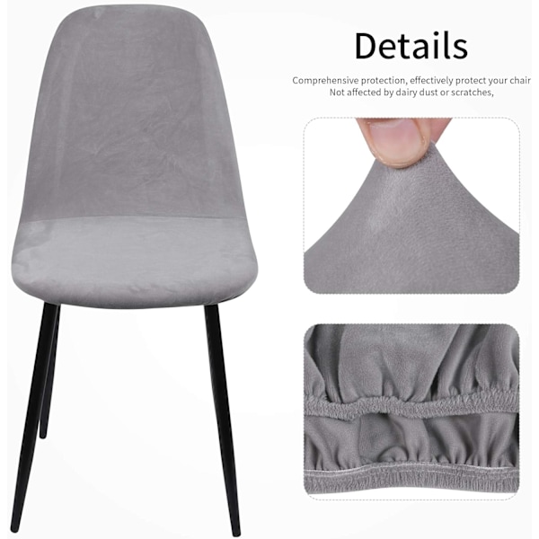 Skandinaviska sammetsstolsöverdrag, 4-pack stretchiga matstolsöverdrag -FA6-