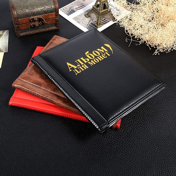 Myntalbum Myntsamlare 250 Fickor för Myntsamlingsbok