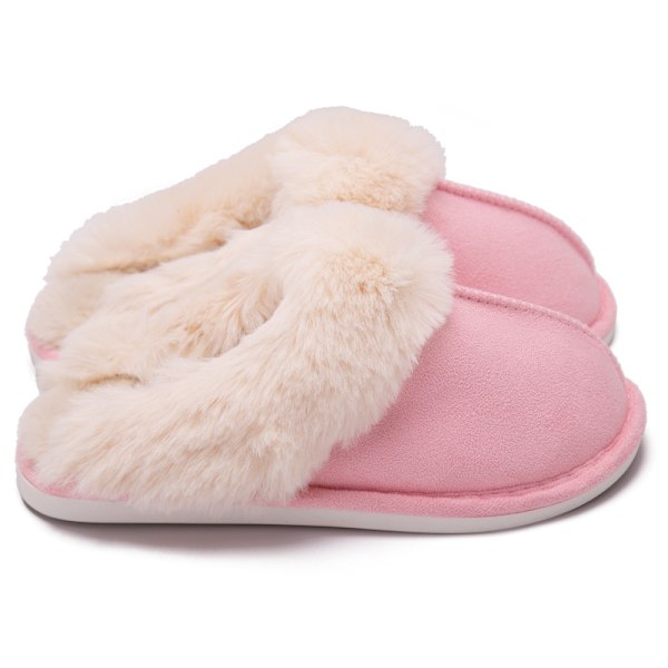 Vintervarme plysj kvinners tøfler Flat sko innendørs sklisikre rosa 40-41 (fits 38-39) pink