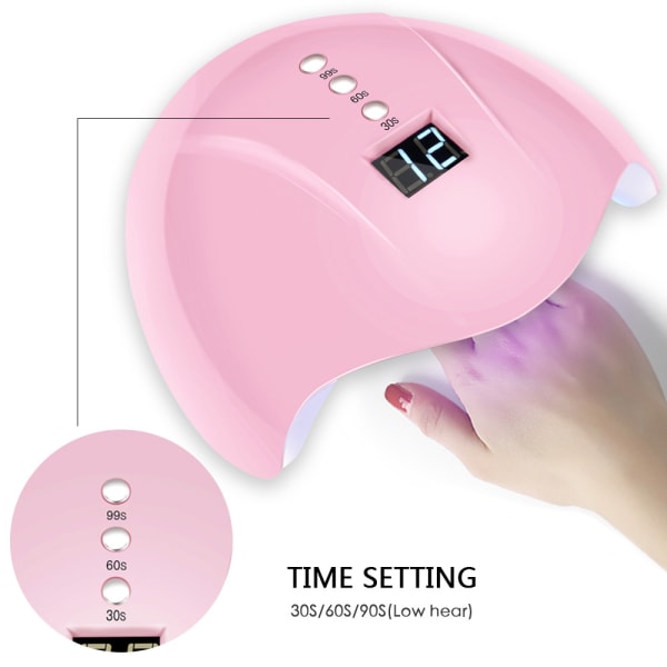 Nagellack UV-lampa - Torkning av naglar - Mini nagellampa - 36W Rosa