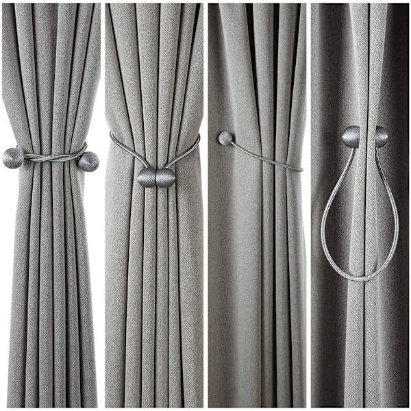 Magnetiska Gardinupphängare Silvergrå 4-pack