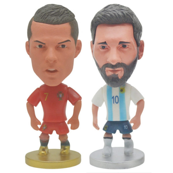 2 STK. Ronaldo+Messi dukke, fodboldfigur til fodboldstjerne