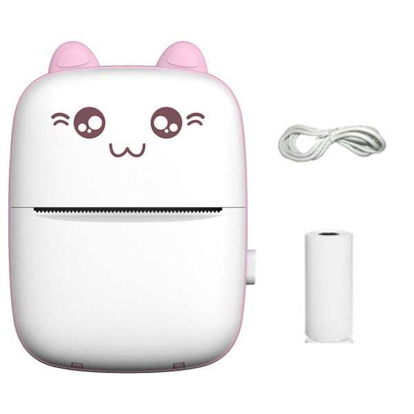Mini bærbar lommeprinter Meow Meow Hvid/Powder (inkluderer 1 rulle printerpapir) pink
