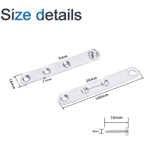 Pack Door Hinges, 100mm Stainless Steel 360 Degree Rotation