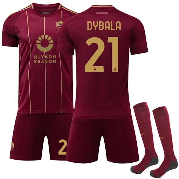 A.S. Roma Hemma Fotbollströja Barn 2024-2025 Nr 21 Dybala 18