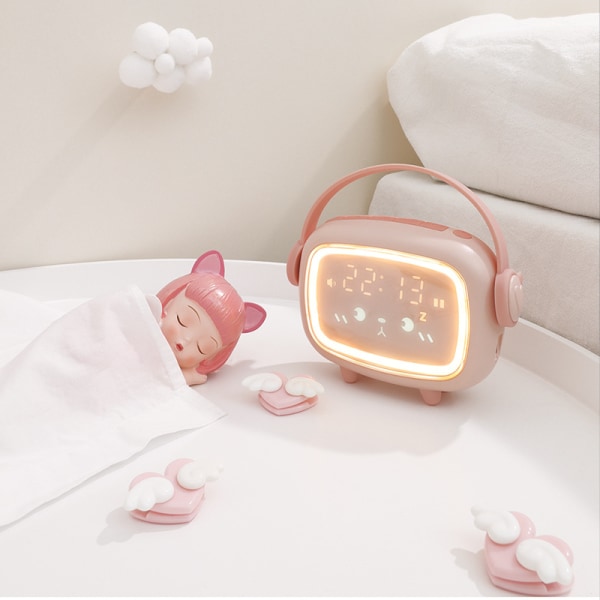 Børneklokke Digital Børneklokke Pigeklokker Digitalt Ur Engelklokke Cl pink