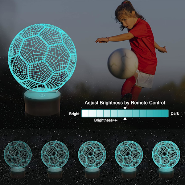 Fodbold 3D-lampe Natlampe Fodbold 3D Illusion-lampe til børn