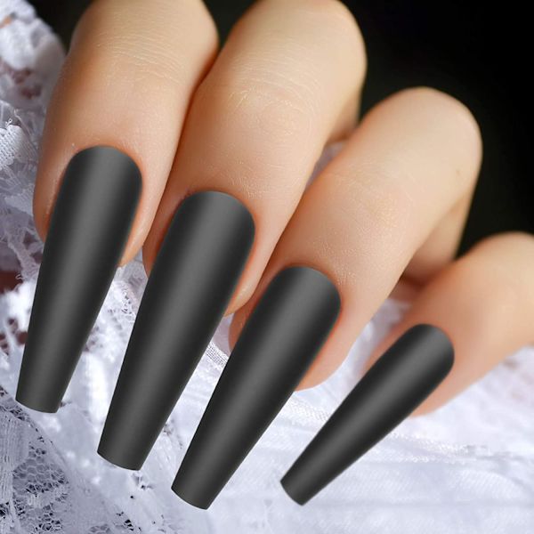 smink _ 100 stk. lange ballet falske negle _ ensfarvet med black