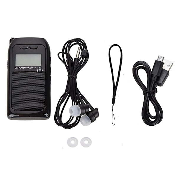 Mini MP3-avspilling FM MW SW fullbåndsradio svart radio, opptaker 1