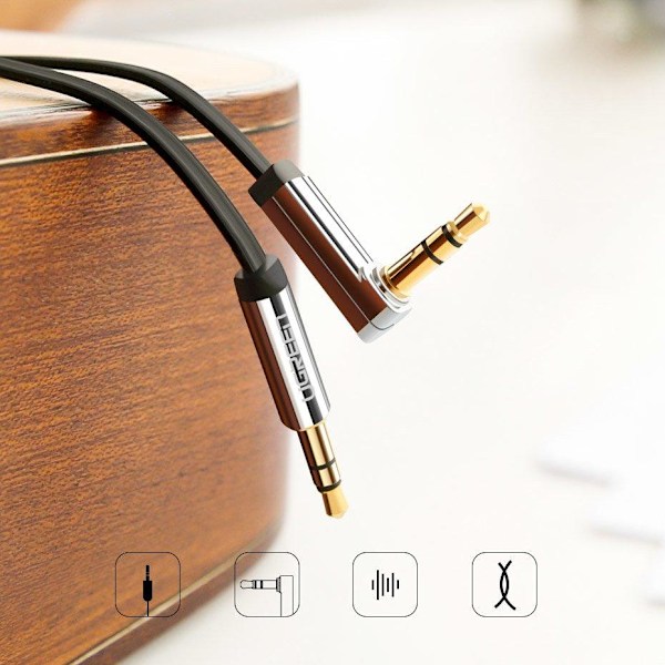 Ugreen 1m 3,5 mm AUX Lydkabel Tangle-Free Sølv