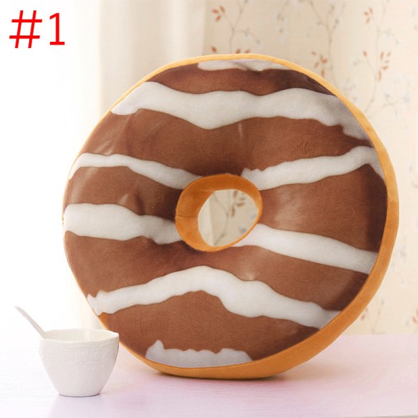 Sødt Donuts Pude Chokolade Donuts Plys Macaron Madpude Fin Bundpude Nappude Donut Coussin #5