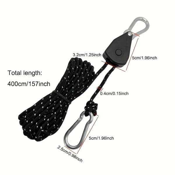 Telttanarun kiristin 6 kpl köydellä 6 Pieces Black