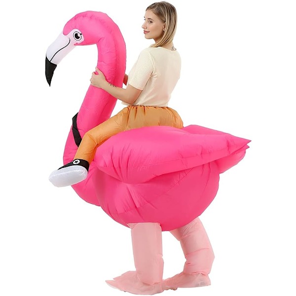 Aikuisten Flamingo-asu, Ilmapalloflamingo-asu, Ilmapalloasut aikuisille, Ilmapalloasut Halloweeniin