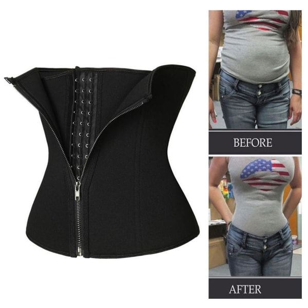 Bastu svettbälte för viktminskning Neopren waist trainer Body Sh blackS S