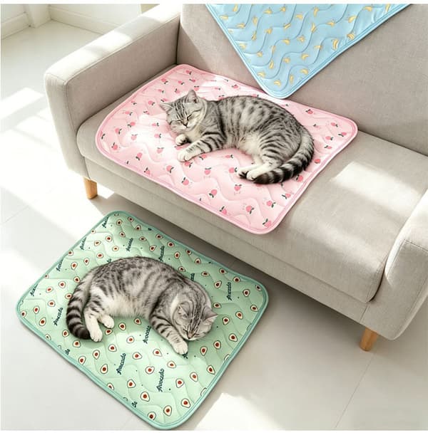 Self-cooling pet cooling mat, ice silk cooling pad for cat and small dog, breathable cooling sleeping mat for summer blue Blue-FA- Blue XL：100 x 70cm