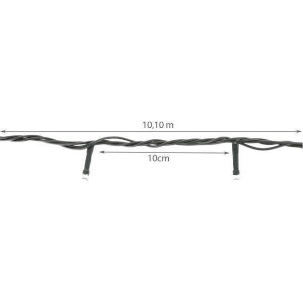 Valosarja - Monivärinen - 100 LED - 10 metriä vilkkuilla