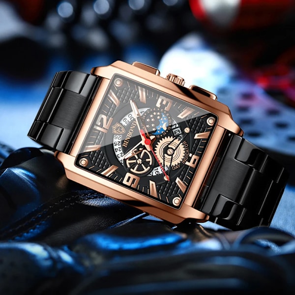 Uusi Urheilukello Huippumerkki Luksus Rose Gold Kellon Ruis terästä Miesten Muoti Vedenkestävä Rannekello Relogio Masculino Black