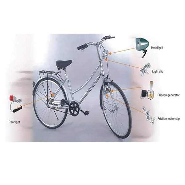 Cykel 12V 6W Generator Forlygte Baglygte Sæt Friktionsdynamo Lyssæt-FA-
