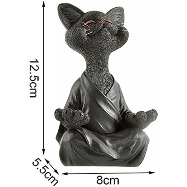 Set med 3 statyer för mediterande katt - Glad katt i Buddha-form