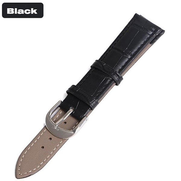 Elegant Klockarmband i Vintage-Stil PU-LÄDER Svart Svart 14mm