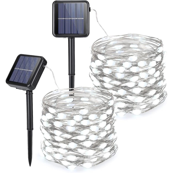 Solar String Lights [2 Pack] Each 32ft 100 Led Solar Fairy Light