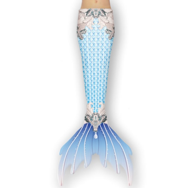 Pige Mermaid Tail med Monofin lyseblå light blue 150