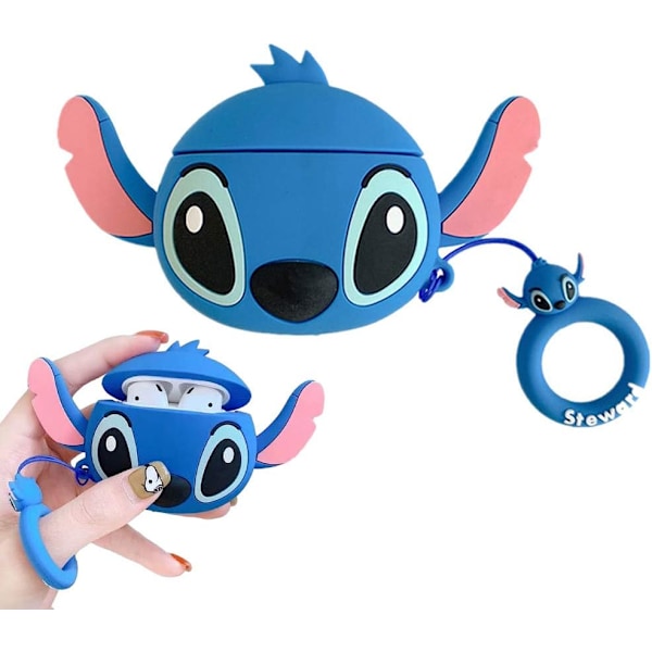 Sødt trådløst ørepropfodral Tykt blødt bærbart silikonefodral Stødsikkert beskyttelsesfodral til AirPods Blå Blue AirPods Pro