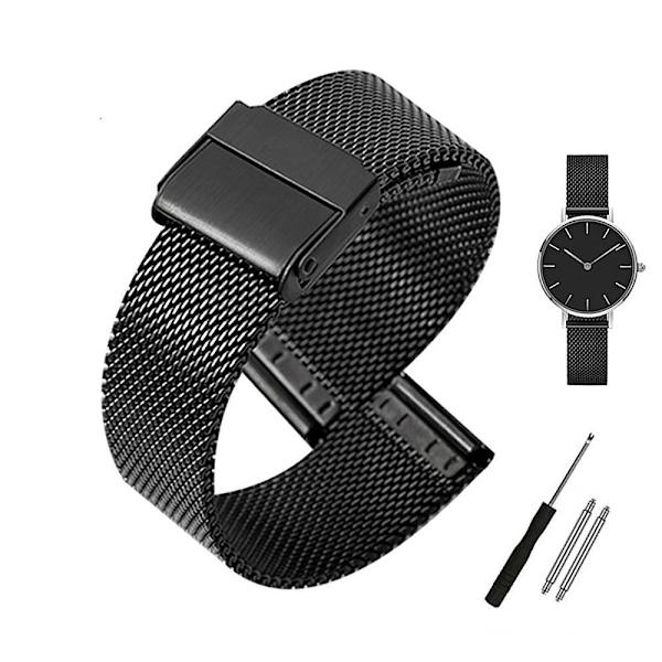 Klokkerem mesh - Svart eller Sølv 20 mm black Metall