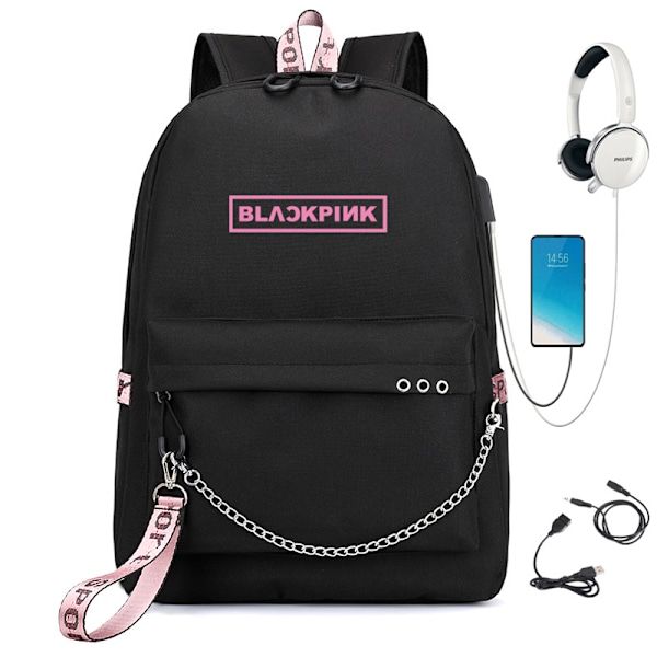Blackpink USB-laddningsryggsäck multifunktionsryggsäck 5