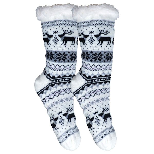 Søde og varme sokker med antislip Hvid/Grå White/Grey 36-42