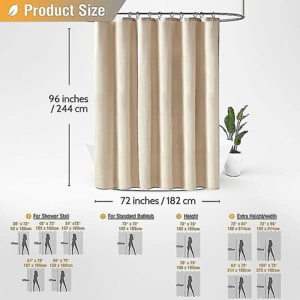 Ekstra lang 240x180 cm dusjforheng i linstrukturstoff-FA-