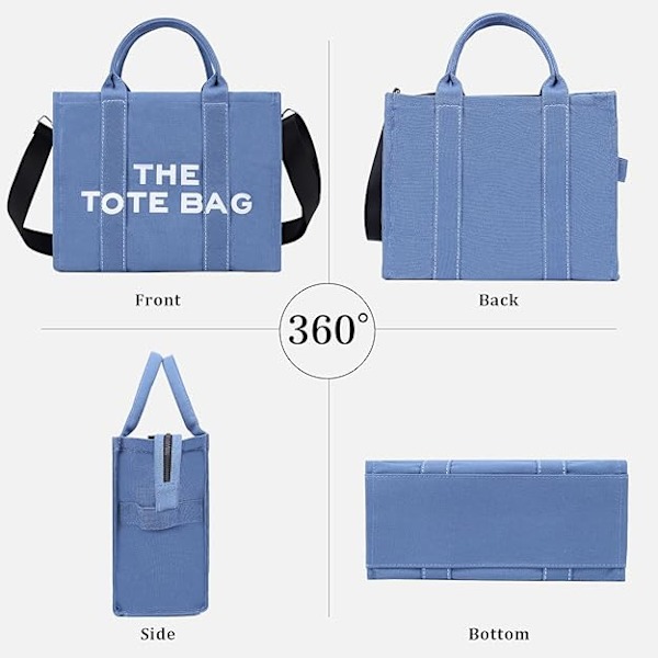 Damen Canvas-Shopper Casual Canvas-Messenger Bag Schultertasche Blå