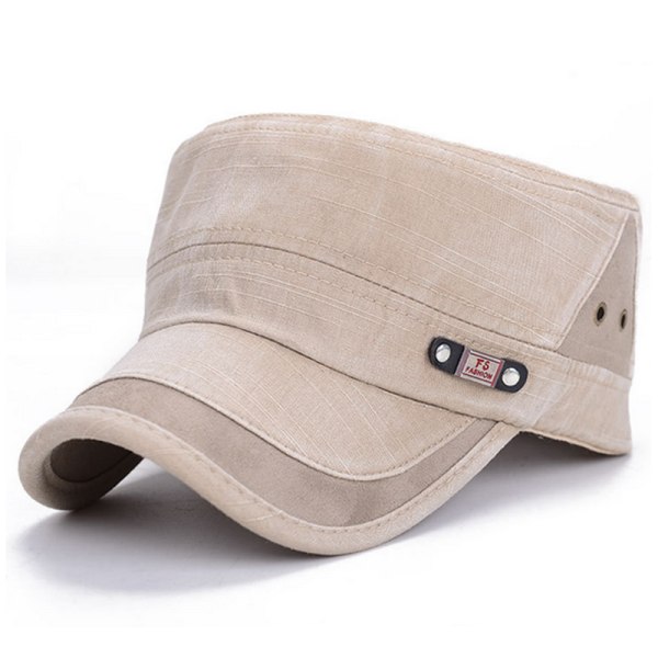 Mote Sømmer Flat Cap - Justerbar Militær Cap - Unisex - Beige