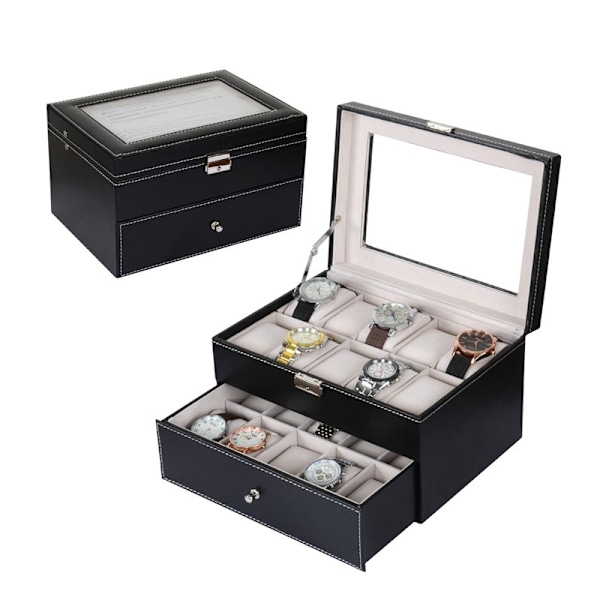 Lyxig Klockbox / Klocklåda / Urbox för 20 klockor black 2250
