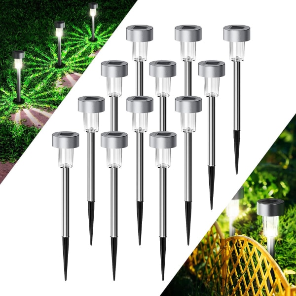 Solcellslampor utomhus, 12-pack trädgårdslampor soldrivna med uppgraderad solpanel
