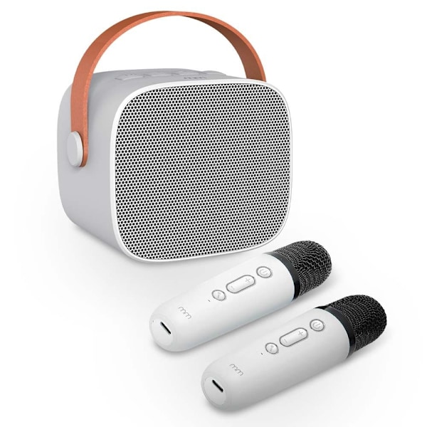 Portabelt Karaoke-set med trådlösa mikrofoner white 596