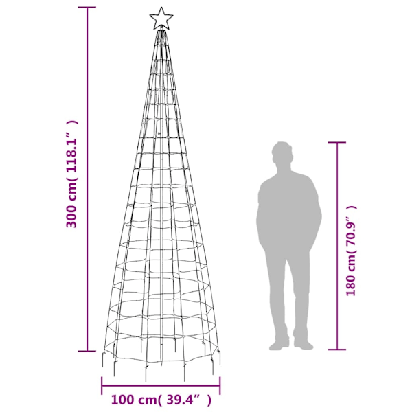 vidaXL Joulukuusivalot maapiikeillä 570 LED:tä lämpimän valkoinen 300 cm 2300 Warm white