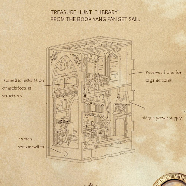 1 st 3D DIY Miniatyr Dockhus Kit Monterad DIY Bok Nook Craft Dekor Present