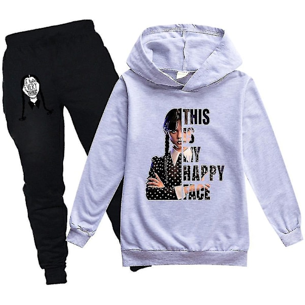 Wednesday Family Hoodie Barn Unisex Pack Addams Sweatshirt Kläder V1 k grå 130cm grey