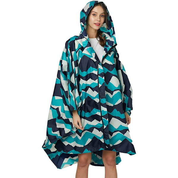 Vanntett regnponcho for kvinner - Nødregnfrakk med hette for utendørs fritid, festivaler, camping og fotturer