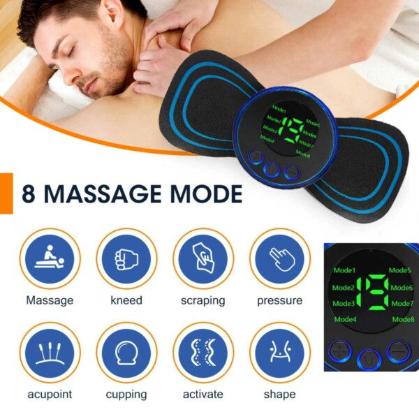 EMS Selkä-, Niska- ja Olkamassage - Langaton Massage Sininen