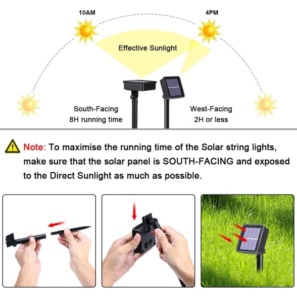 Solcellslingor, Trädgårdslampor (120 LED 8 lägen) 12M / 39ft