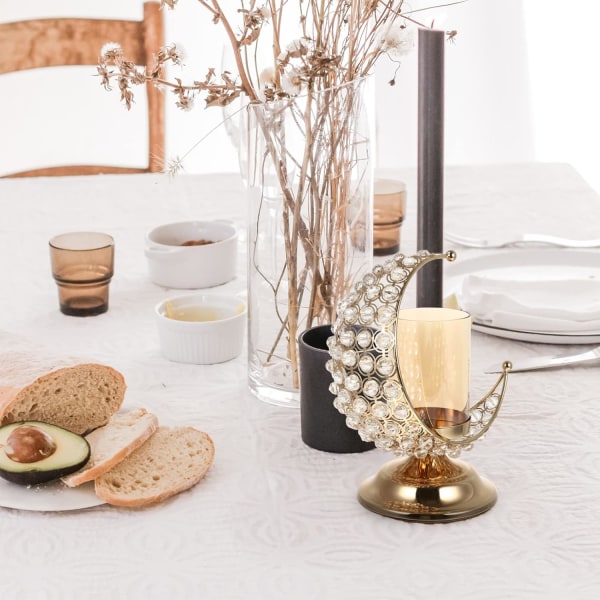 Kultainen Ramadan-kynttilänjalka Kuunmuotoinen Tealight-pidike